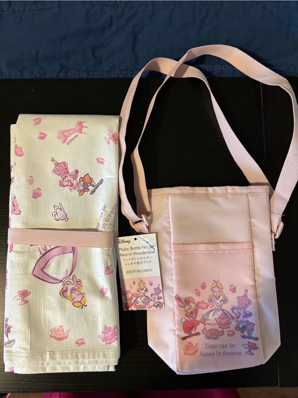 Kids Pink Alice in Wonderland Bottle Bag and Play Mat Set